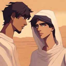 A high-quality digital art illustration for Chapter 1, 'The Sands of Destiny,' from 'Harmonizing: The Highs And Lows' is created