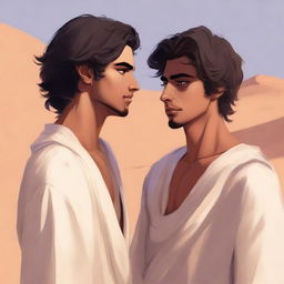 This is a high-quality digital art illustration for Chapter 1, 'The Sands of Destiny,' from 'Harmonizing: The Highs And Lows'
