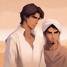 This is a high-quality digital art illustration for Chapter 1, 'The Sands of Destiny,' from 'Harmonizing: The Highs And Lows'
