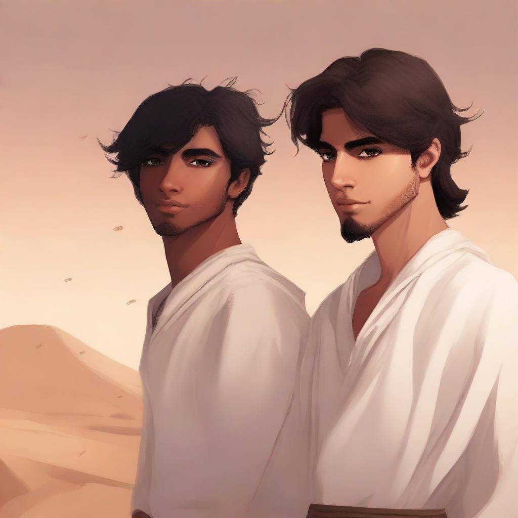 This is a high-quality digital art illustration for Chapter 1, 'The Sands of Destiny,' from 'Harmonizing: The Highs And Lows'
