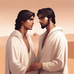 This is a high-quality digital art illustration for Chapter 1, 'The Sands of Destiny,' from 'Harmonizing: The Highs And Lows'