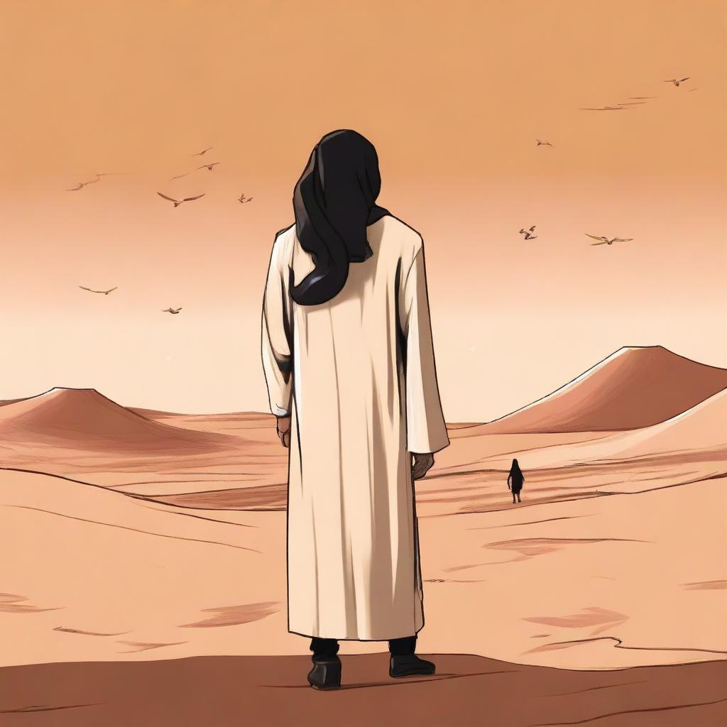 This is a contemporary digital art illustration of Chapter 1, 'The Sands of Destiny,' from 'Harmonizing: The Highs And Lows'