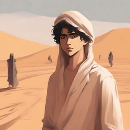 This is a contemporary digital art illustration of Chapter 1, 'The Sands of Destiny'