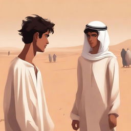 A contemporary digital art illustration for Chapter 1, 'The Sands of Destiny,' is presented
