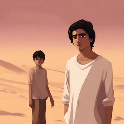 A contemporary digital art illustration for Chapter 1, 'The Sands of Destiny,' is presented