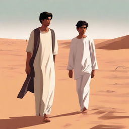 A contemporary digital art illustration for Chapter 1, 'The Sands of Destiny,' is presented
