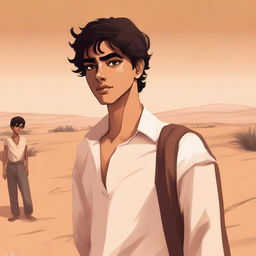 A contemporary digital art illustration for Chapter 1, 'The Sands of Destiny,' is presented
