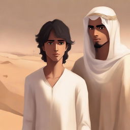 This is a contemporary, high-quality digital art illustration for Chapter 1, 'The Sands of Destiny'