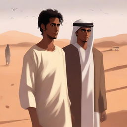 This is a contemporary, high-quality digital art illustration for Chapter 1, 'The Sands of Destiny'