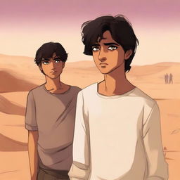 This is a contemporary, high-quality digital art illustration for Chapter 1, 'The Sands of Destiny'