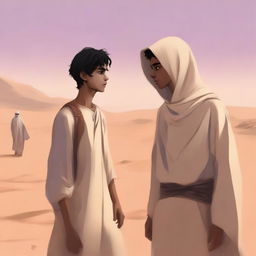 This high-quality digital art image captures a scene from Chapter 1, 'The Sands of Destiny'