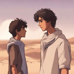 This high-quality digital art image captures a scene from Chapter 1, 'The Sands of Destiny'