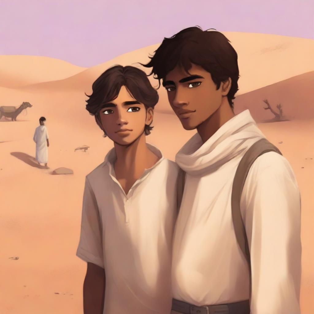 This is a high-quality digital art illustration for Chapter 1, 'The Sands of Destiny'