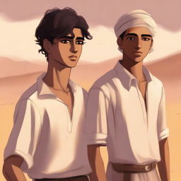 This is a high-quality digital art illustration for Chapter 1, 'The Sands of Destiny'