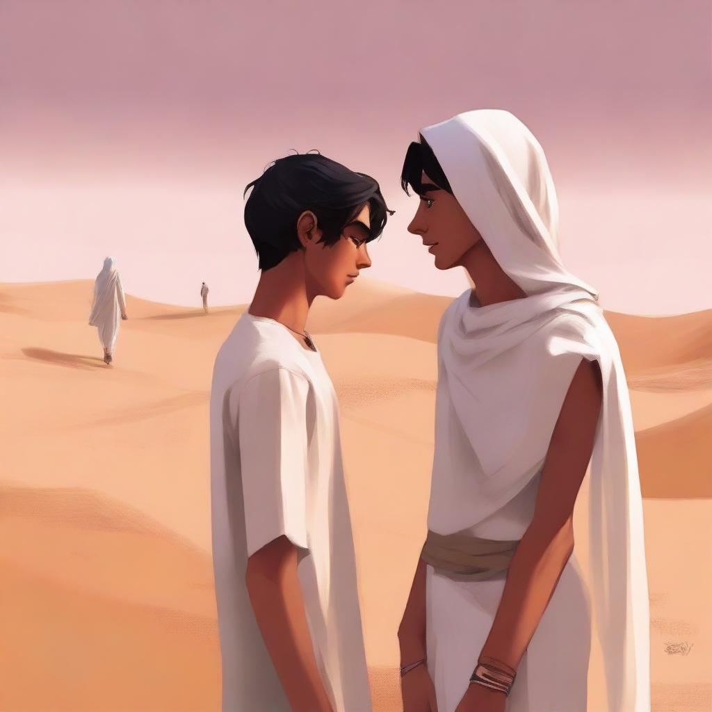 A high-quality digital art illustration captures Chapter 1, 'The Sands of Destiny', with a contemporary flair