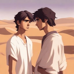 A high-quality digital art illustration captures Chapter 1, 'The Sands of Destiny', with a contemporary flair