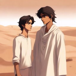 A high-quality digital art illustration captures Chapter 1, 'The Sands of Destiny', with a contemporary flair