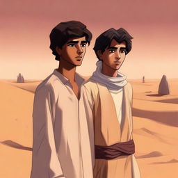 This high-quality digital art illustration visualizes Chapter 1, 'The Sands of Destiny,' with a contemporary flair