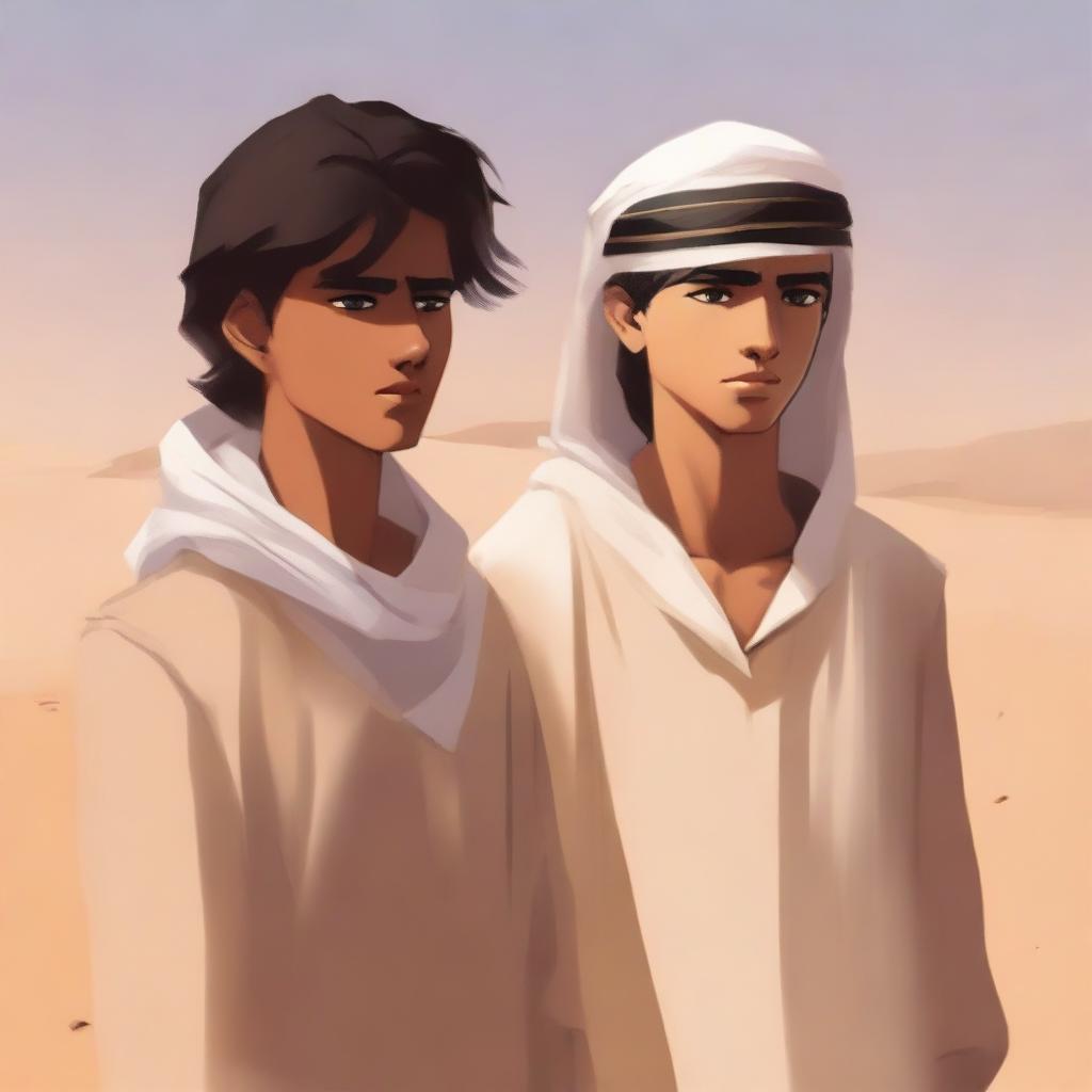 A high-quality digital art illustration for Chapter 1, 'The Sands of Destiny,' is presented with a contemporary flair