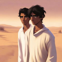 A high-quality digital art illustration for Chapter 1, 'The Sands of Destiny,' is presented with a contemporary flair