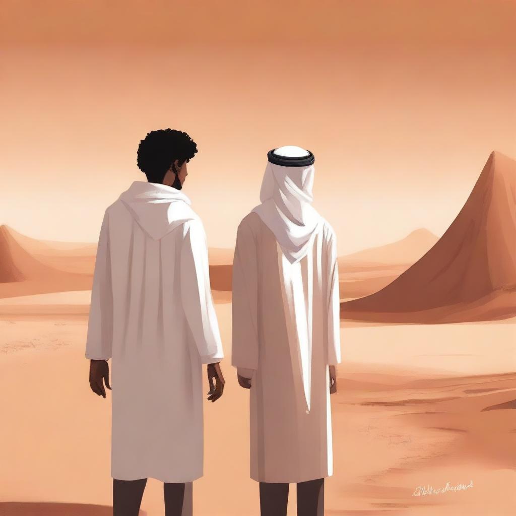 This is a high-quality digital art illustration depicting Chapter 1, 'The Sands of Destiny'