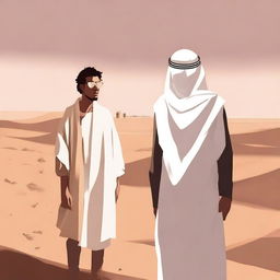 This is a high-quality digital art illustration depicting Chapter 1, 'The Sands of Destiny'