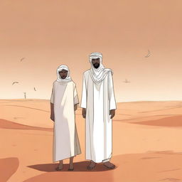 This is a high-quality digital art illustration depicting Chapter 1, 'The Sands of Destiny'