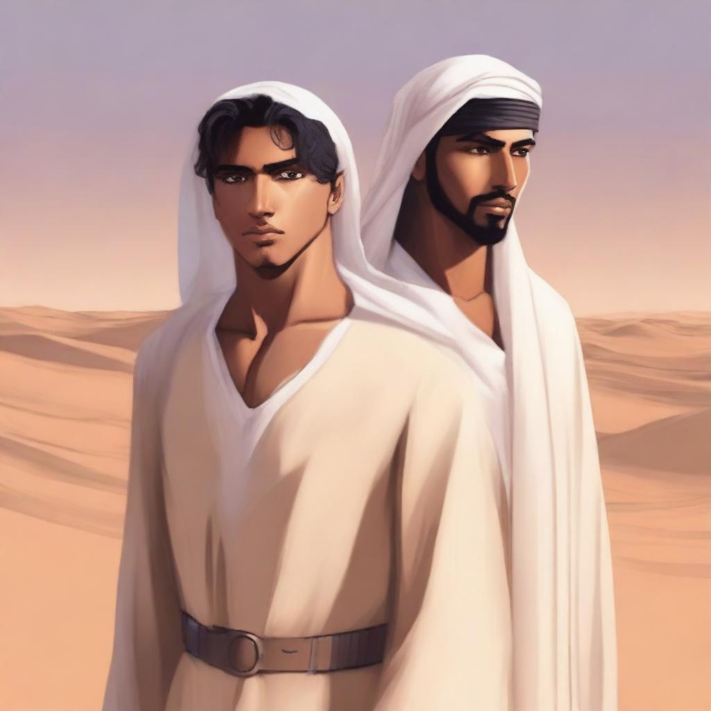 A high-quality digital art illustration for Chapter 1, 'The Sands of Destiny' is created