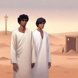 A high-quality digital art illustration for Chapter 1, 'The Sands of Destiny' is created