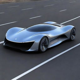 Visualize an image of a hypothetical futuristic car designed to reach the speed of light. It should exhibit cutting-edge technology, sleek aerodynamics, and a science fiction-inspired design.