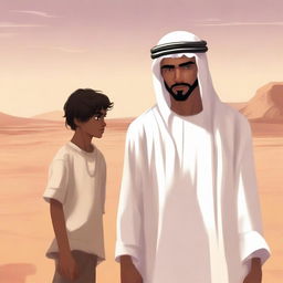 This is a high-quality digital art illustration for Chapter 1, 'The Sands of Destiny'