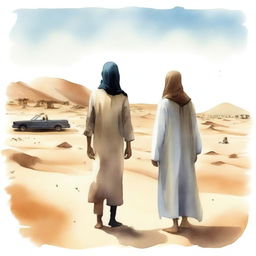 This is a high-quality watercolor illustration for Chapter 1, 'The Sands of Destiny'