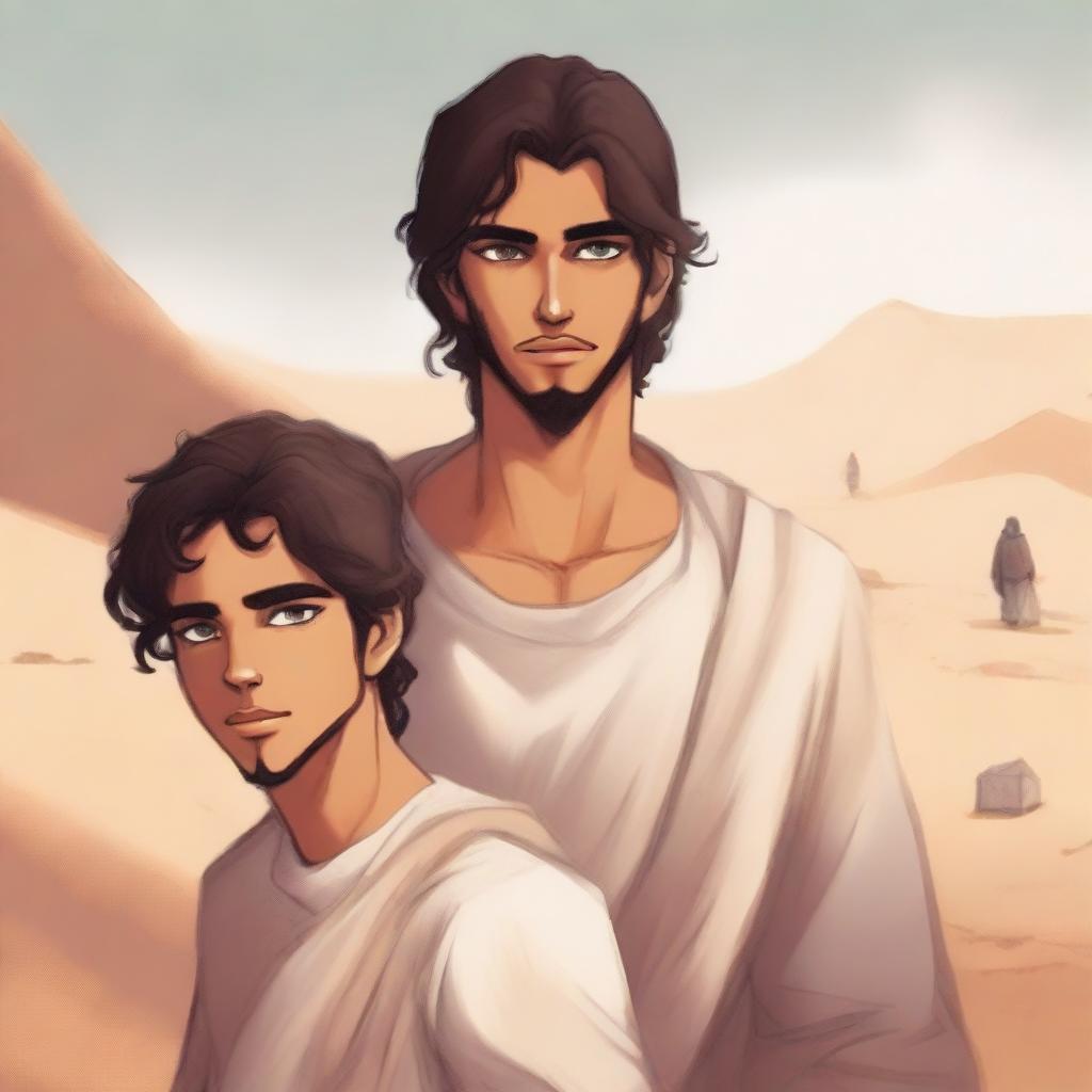 This is a modern, high-quality digital art illustration for Chapter 1, 'The Sands of Destiny'