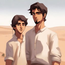 This is a modern, high-quality digital art illustration for Chapter 1, 'The Sands of Destiny'