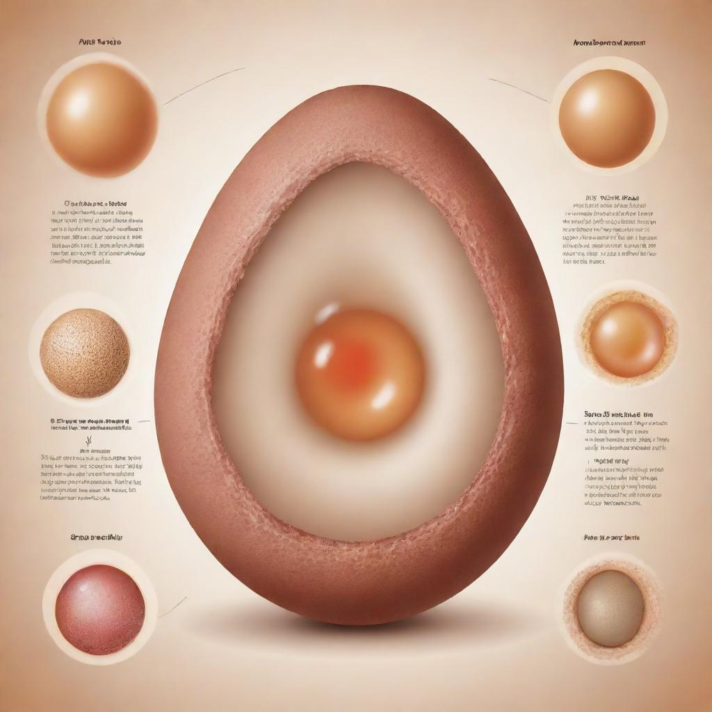 A tastefully made educational illustration demonstrating the scientific procedure of human conception, emphasizing the fertilization of the egg and resulting zygote development.