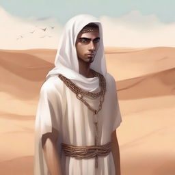 This is a contemporary, high-quality digital art illustration for Chapter 1, 'The Sands of Destiny'