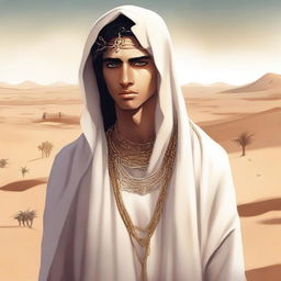 This is a contemporary, high-quality digital art illustration for Chapter 1, 'The Sands of Destiny'