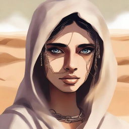 This is a contemporary, high-quality digital art illustration for Chapter 1, 'The Sands of Destiny'