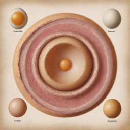 A tastefully made educational illustration demonstrating the scientific procedure of human conception, emphasizing the fertilization of the egg and resulting zygote development.