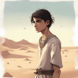 A high-quality digital art illustration for Chapter 1, 'The Sands of Destiny,' is presented with a contemporary touch