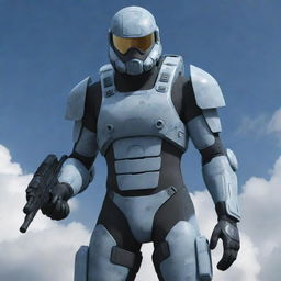 Generate an image of a 'Cloud Commando', a futuristic soldier suited in cutting-edge, cloud-inspired camouflage gear ready for aerial or celestial combat.