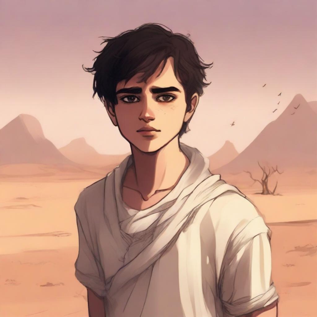 This is a high-quality digital art illustration of Chapter 1, 'The Sands of Destiny'
