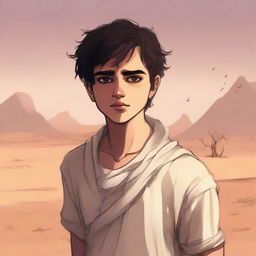 This is a high-quality digital art illustration of Chapter 1, 'The Sands of Destiny'