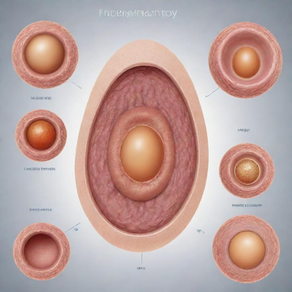 An anatomy diagram illustrating human reproduction, focusing on the scientific progression from egg fertilization to zygote development and eventually foetal growth.