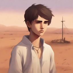This is a high-quality digital art illustration for Chapter 1, 'The Sands of Destiny'