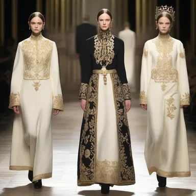 The designer's collection was inspired by the regal attire worn by members of holy orders.
