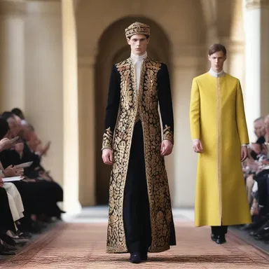 The designer's collection was inspired by the regal attire worn by members of holy orders.