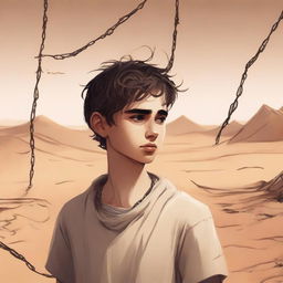 This is a deeply emotional digital art illustration for Chapter 1, 'The Sands of Destiny'