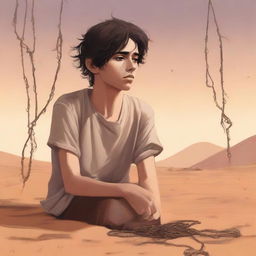 This is a deeply emotional digital art illustration for Chapter 1, 'The Sands of Destiny'