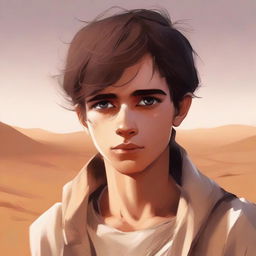 This is a deeply moving digital art illustration for Chapter 1, 'The Sands of Destiny'